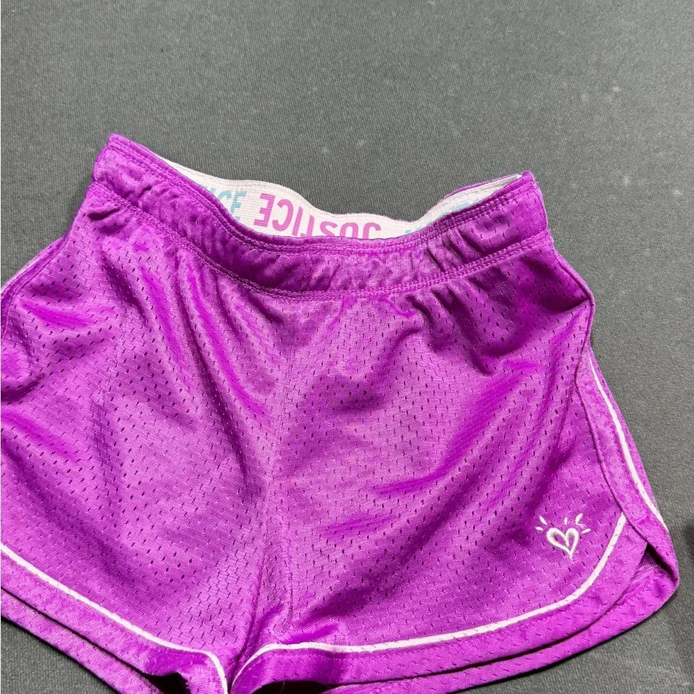 Justice White Mesh Athletic Shorts with Neon Waistband size 6
